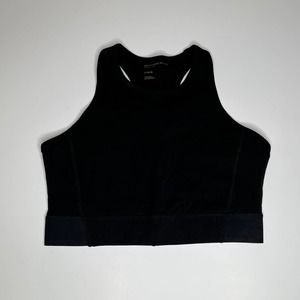 Donna Karan Sports Bra Black High Neck Racerback, L